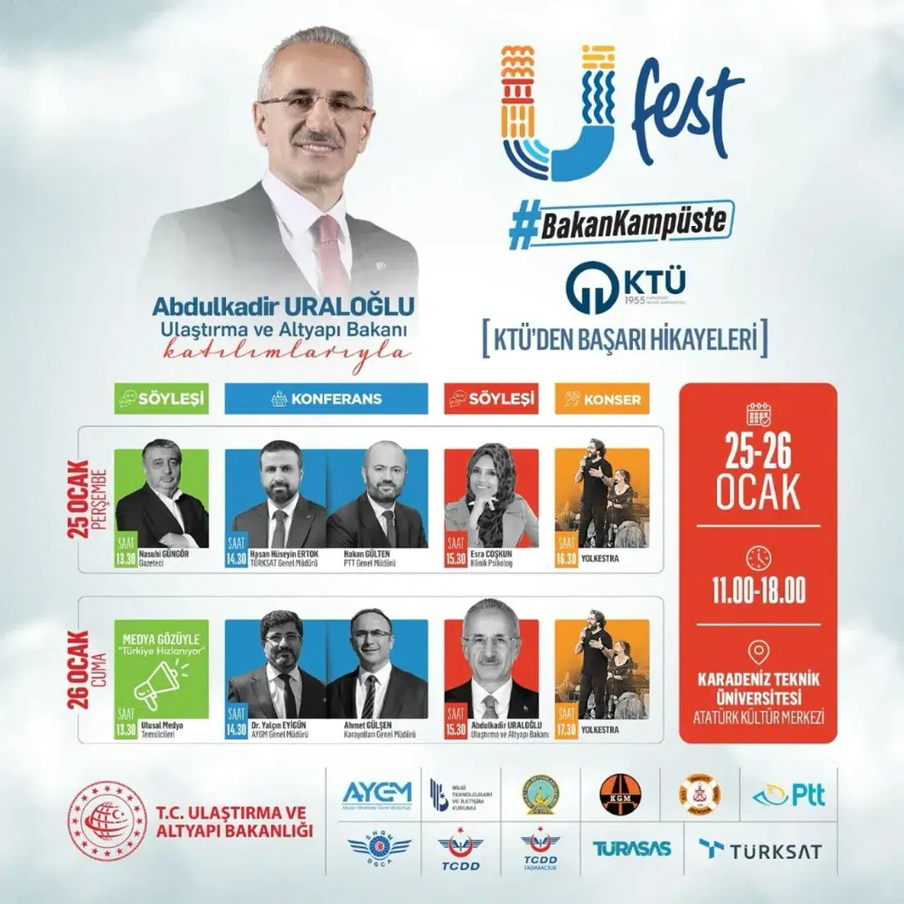 "Ulaştırma ve Altyapı Bakanı Abdulkadir Uraloğlu, Trabzon'da Gerçekleşen U-Fest'e Katılacak!"