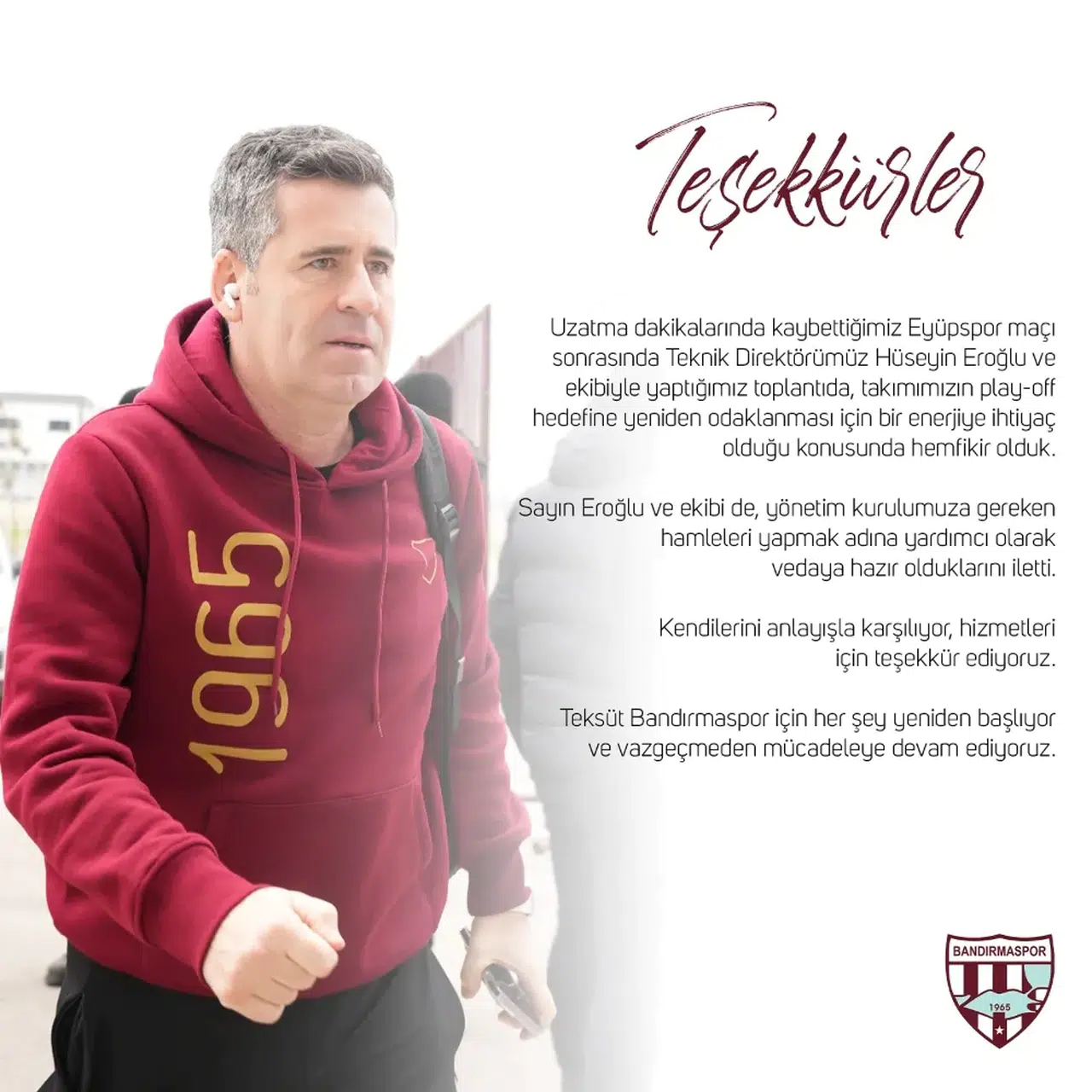 Bandırmaspor'da Hüseyin Eroğlu dönemi sona erdi