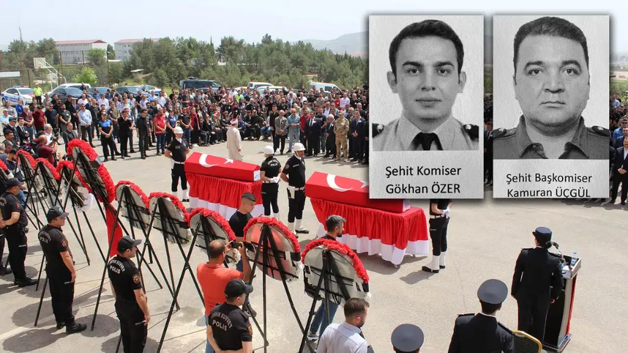 Adıyaman'da bir polisin şehit ettiği 2 komiser için tören düzenlendi