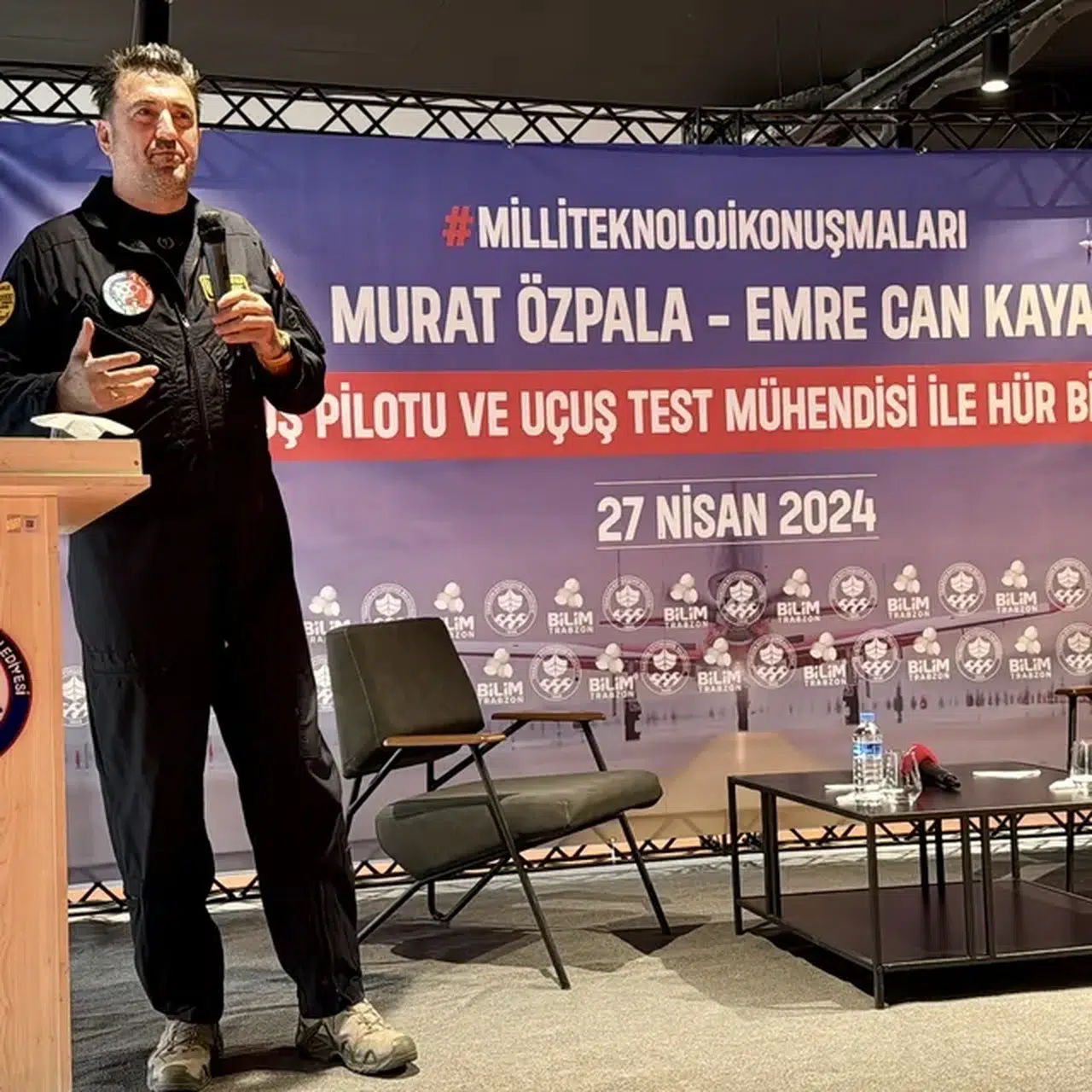 TUSAŞ Eğitim Uçakları Baş Uçuş Test Pilotluğu Şefi Özpala, Trabzon'da söyleyişe katıldı: