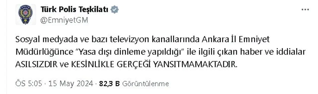 EGM'den 'yasa dışı dinleme' iddiasına yalanlama