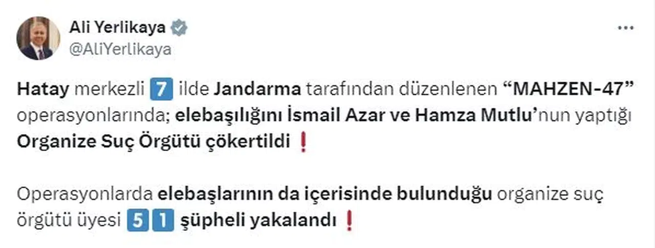 Hatay merkezli 7 ilde organize suç örgütüne operasyon: 51 gözaltı