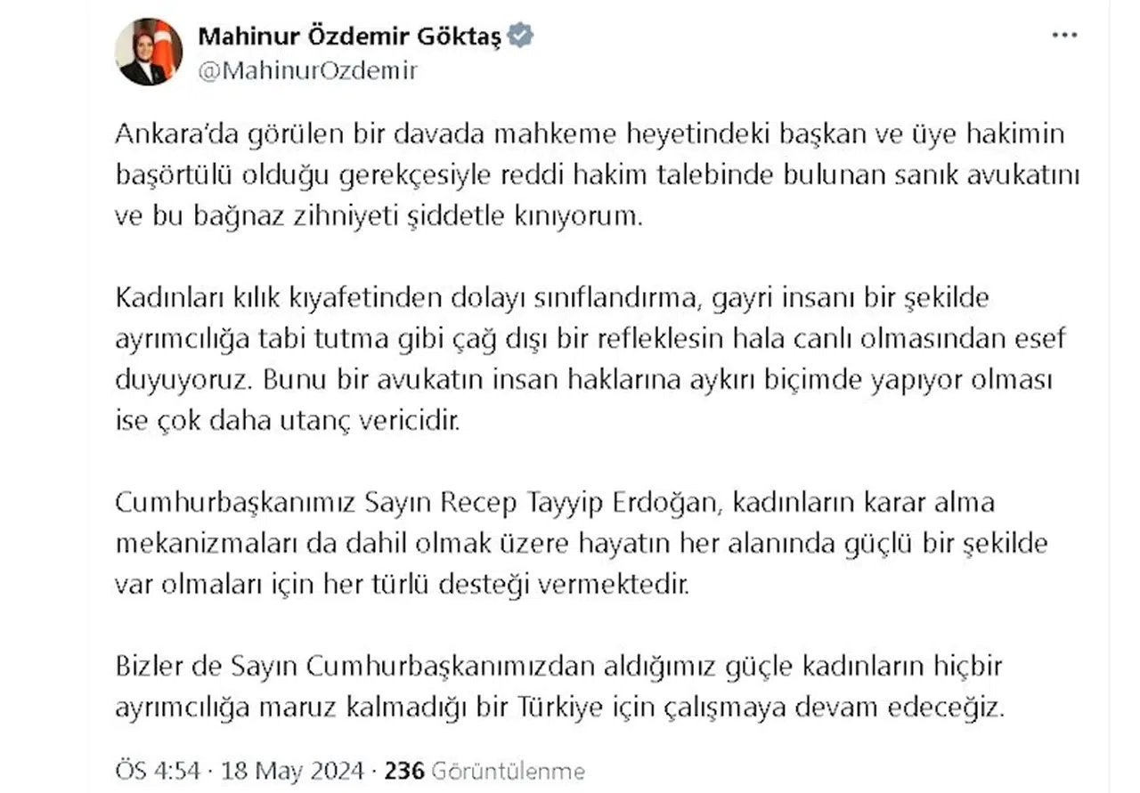 Bakan Göktaş: Başörtüsü gerekçesiyle 'Reddi hakim' talebinde bulunan avukatı kınıyorum