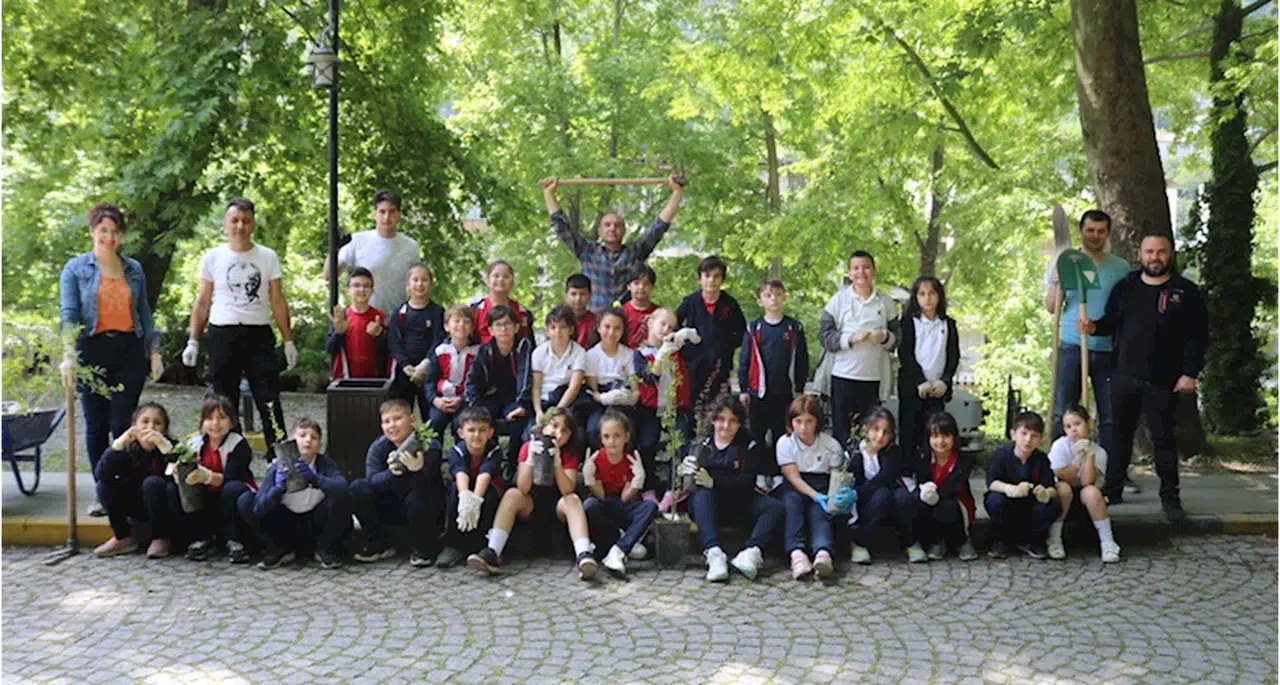 Zonguldak'ta öğrenciler fidan dikti