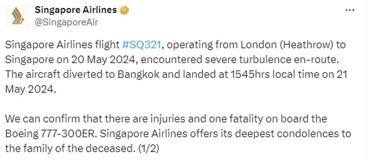 Londra-Singapur uçuşunda türbülans: 1 ölü