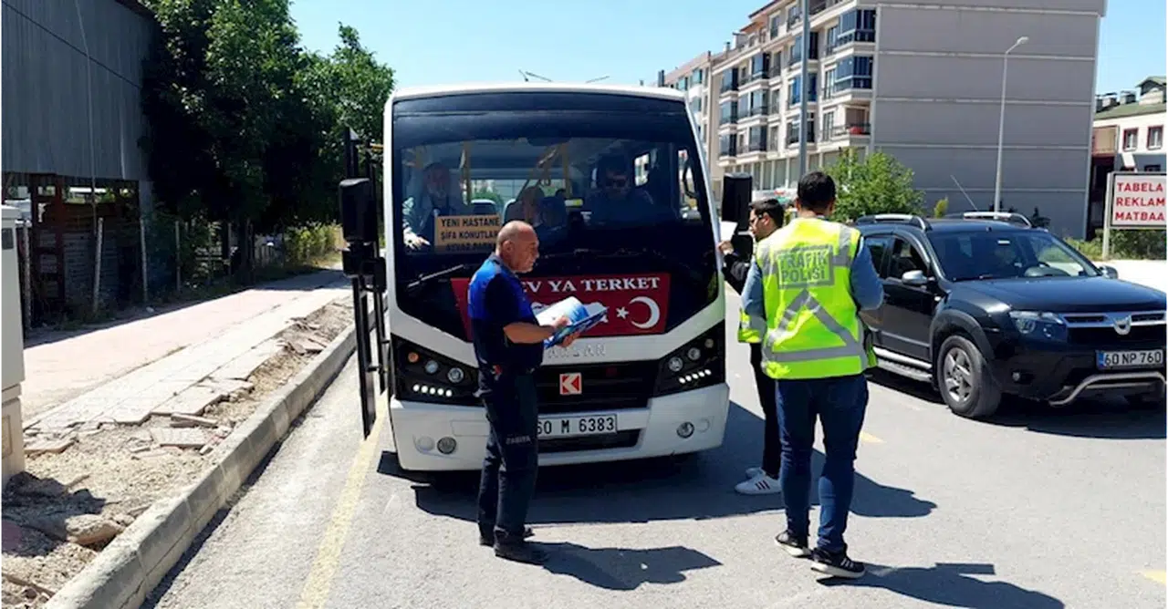 Tokat'ta şehir içi dolmuşlar denetlendi