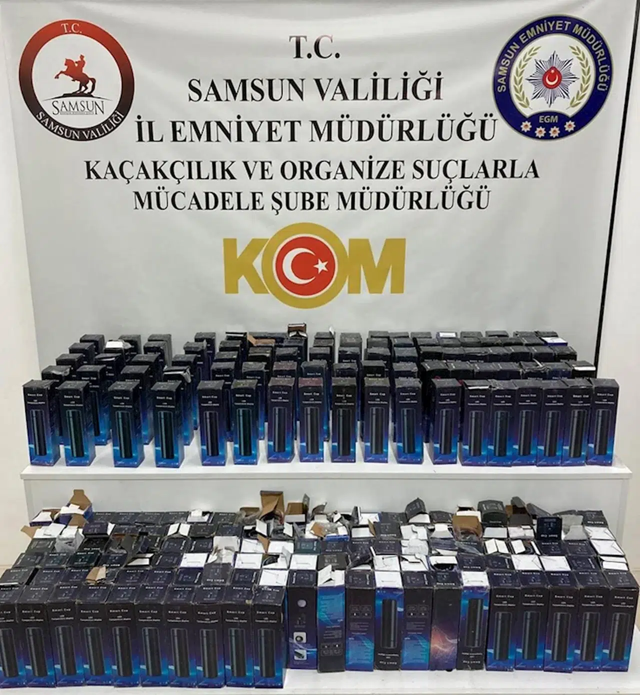 Samsun'da gümrük kaçağı 210 elektronik dereceli termos ele geçirildi