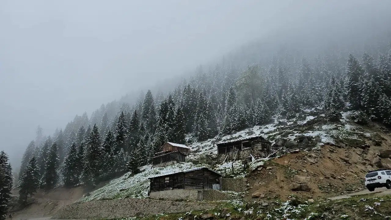 Rize'in yüksek kesimleri beyaza büründü