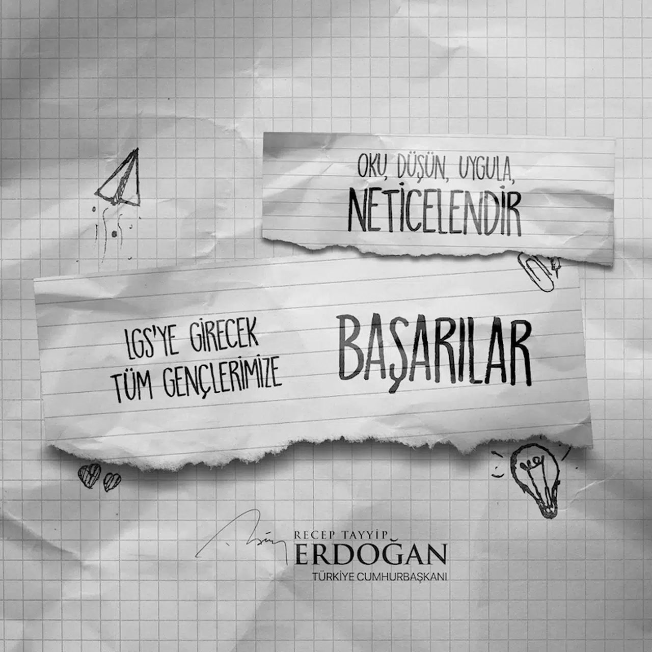 Cumhurbaşkanı Erdoğan'dan LGS'ye girecek öğrencilere mesaj