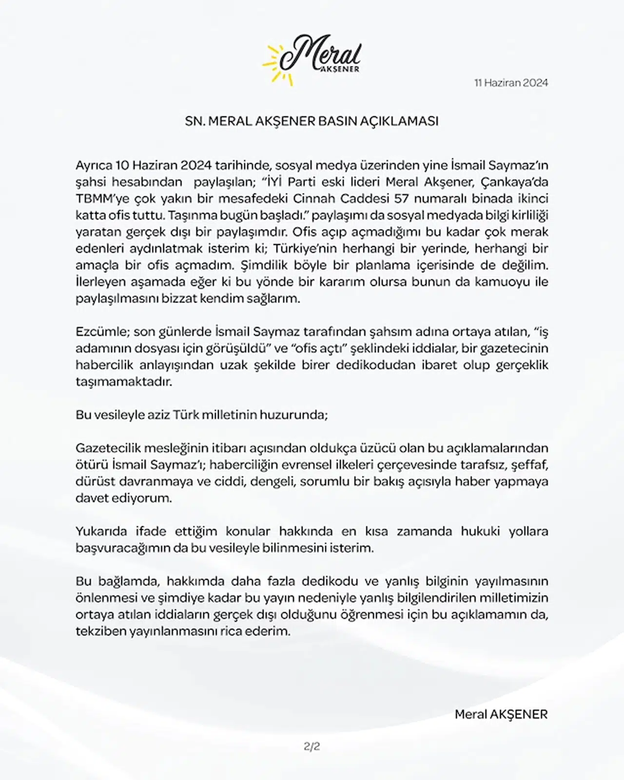 Akşener: Türkiye'nin herhangi bir yerinde, herhangi bir amaçla bir ofis açmadım