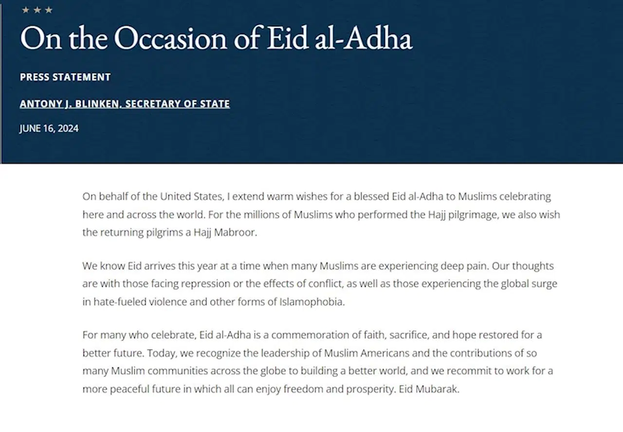 ABD Dışişleri Bakanı Blinken’den Kurban Bayramı mesajı