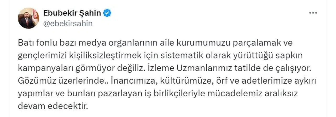 RTÜK Başkanı Şahin: Örf ve adetlerimize aykırı yapımlarla mücadelemiz aralıksız devam edecek