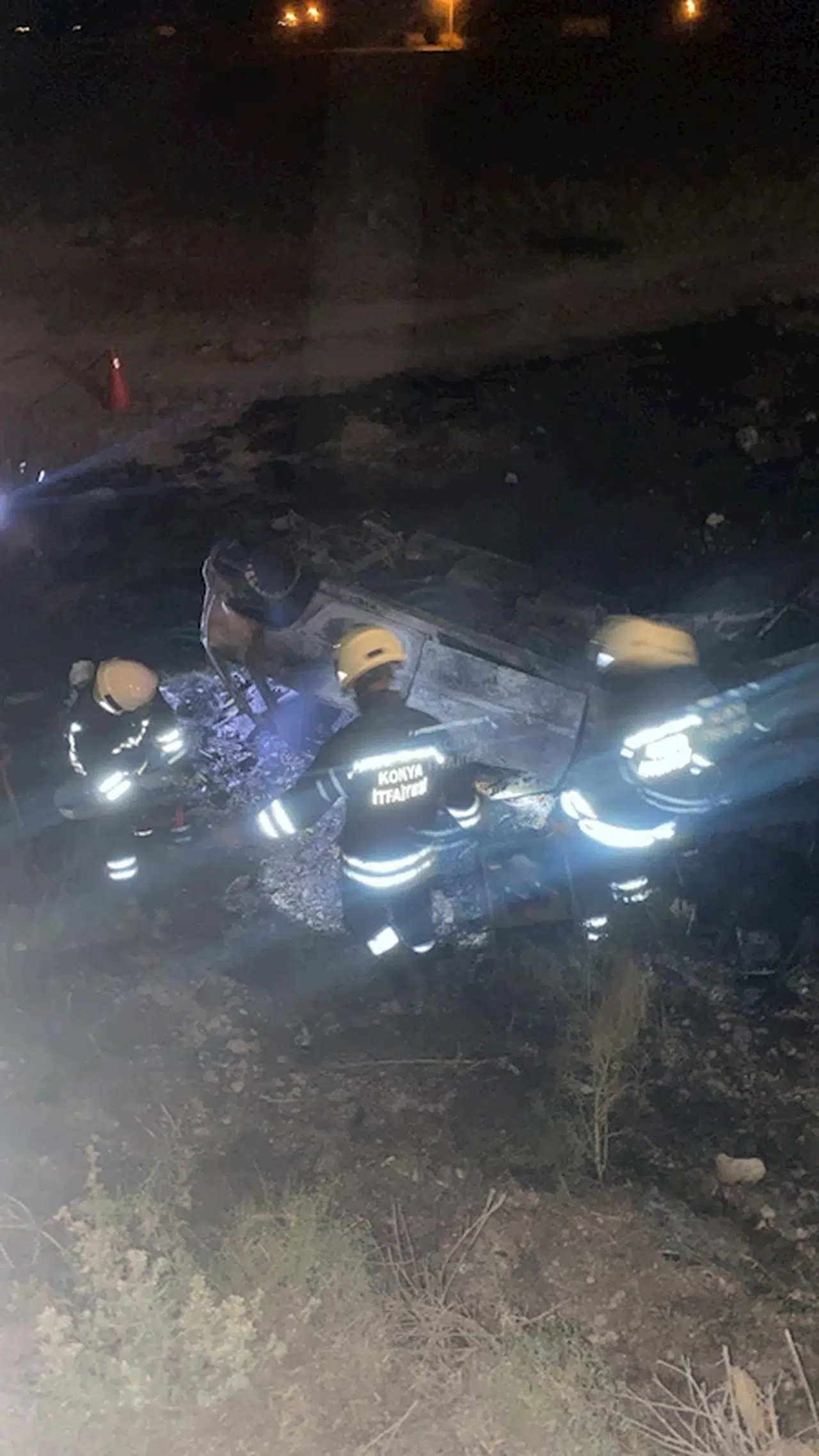 Konya'da takla atan otomobil alev aldı: 4 ölü, 2 yaralı