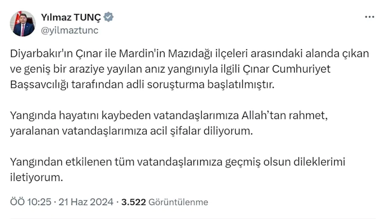 Diyarbakır ve Mardin’de 5 kişinin öldüğü anız yangınına ilişkin soruşturma başlatıldı