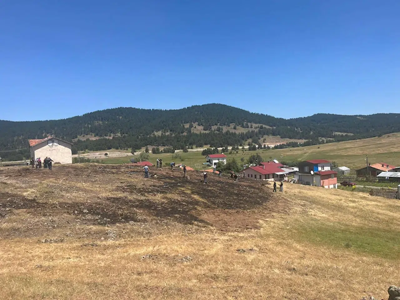 Gerede'de otluk alanda çıkan yangın söndürüldü