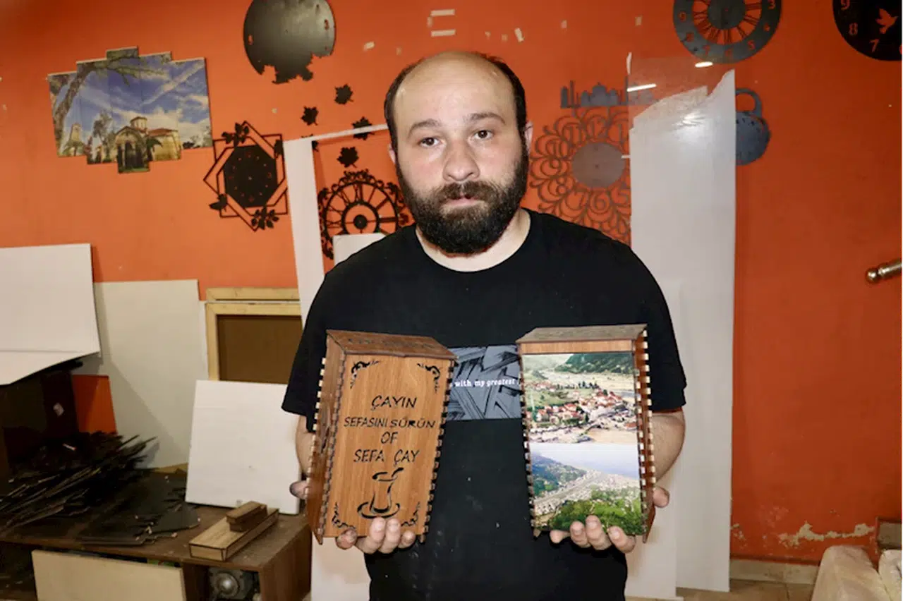 Trabzon'da dekoratif eşya üreten engelli girişimci işini devlet desteğiyle büyüttü 