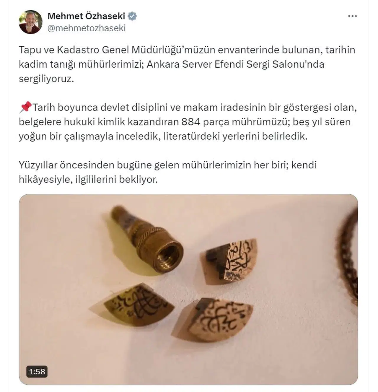 Tarihi mühürler, Ankara'da sergilenmeye başlandı