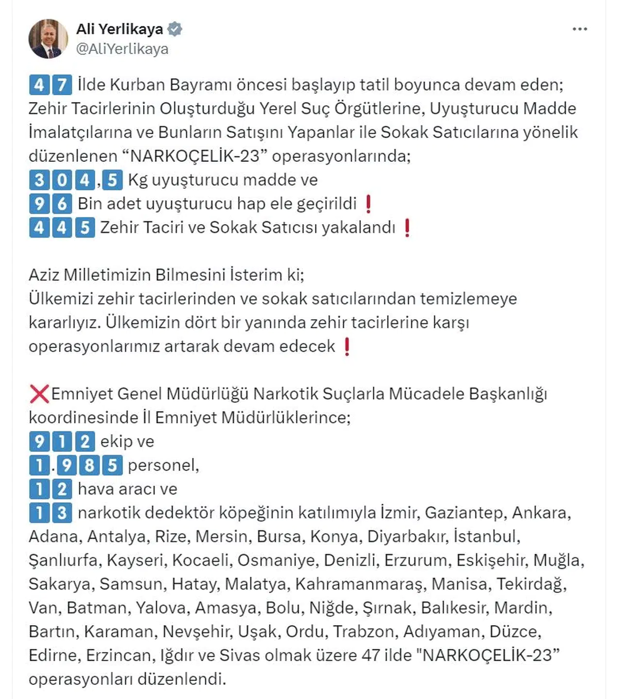 47 ilde 'Narkoçelik-23' operasyonu: 445 gözaltı