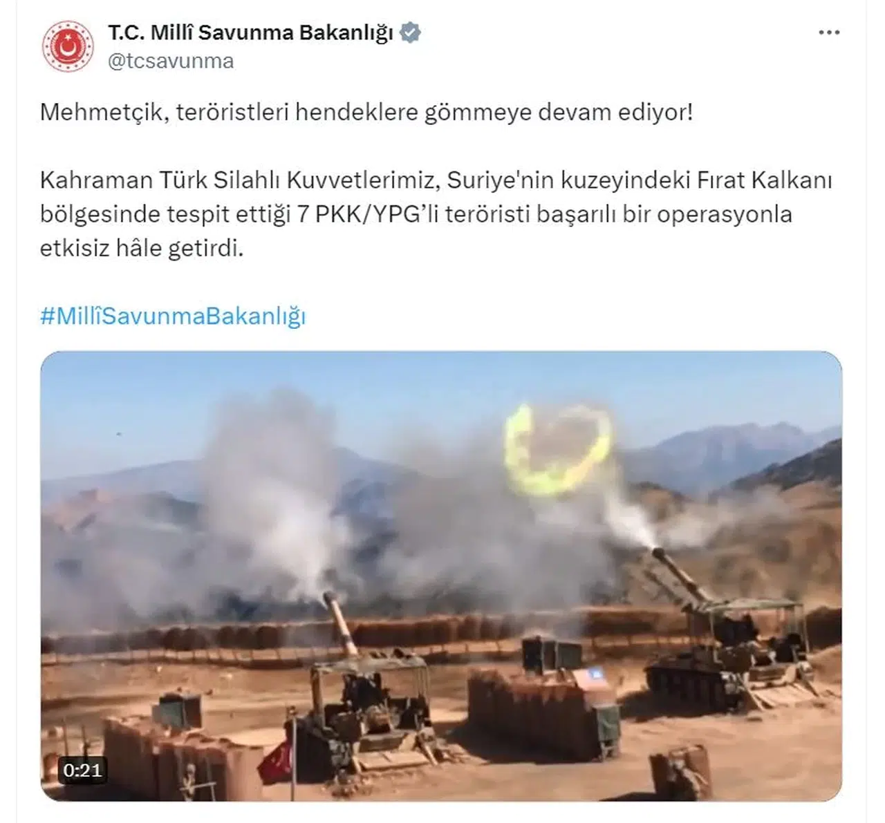 MSB: 7 terörist etkisiz hale getirildi