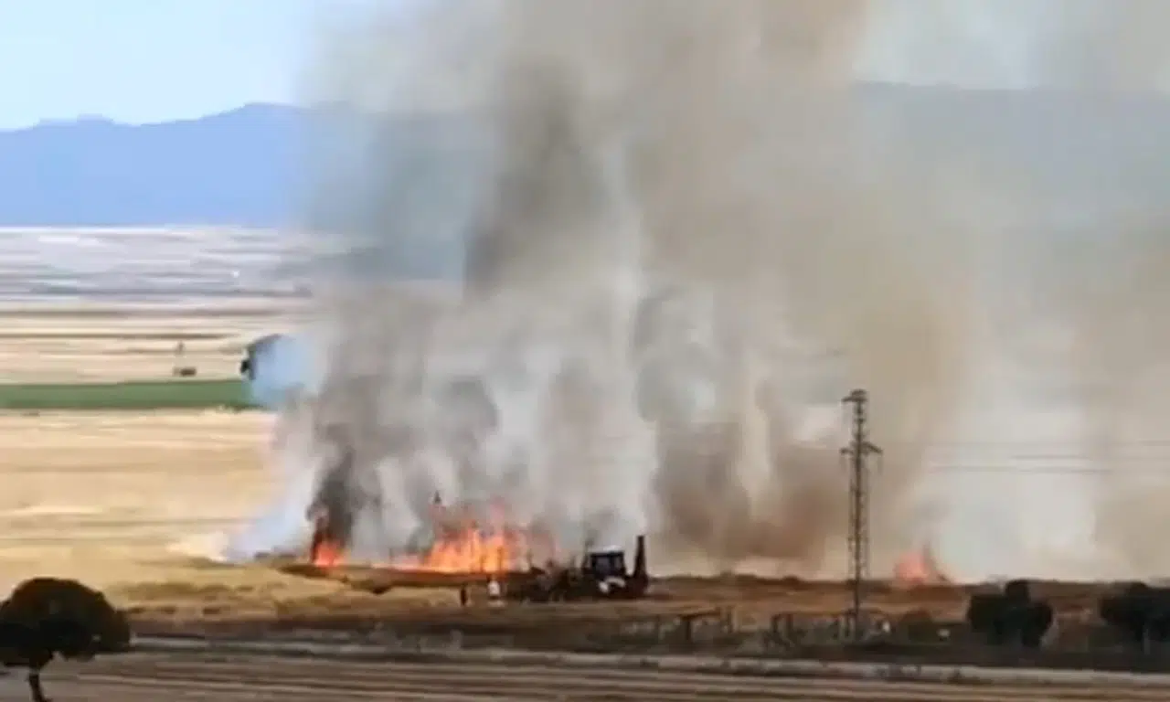 Gaziantep'te buğday tarlasında yangın