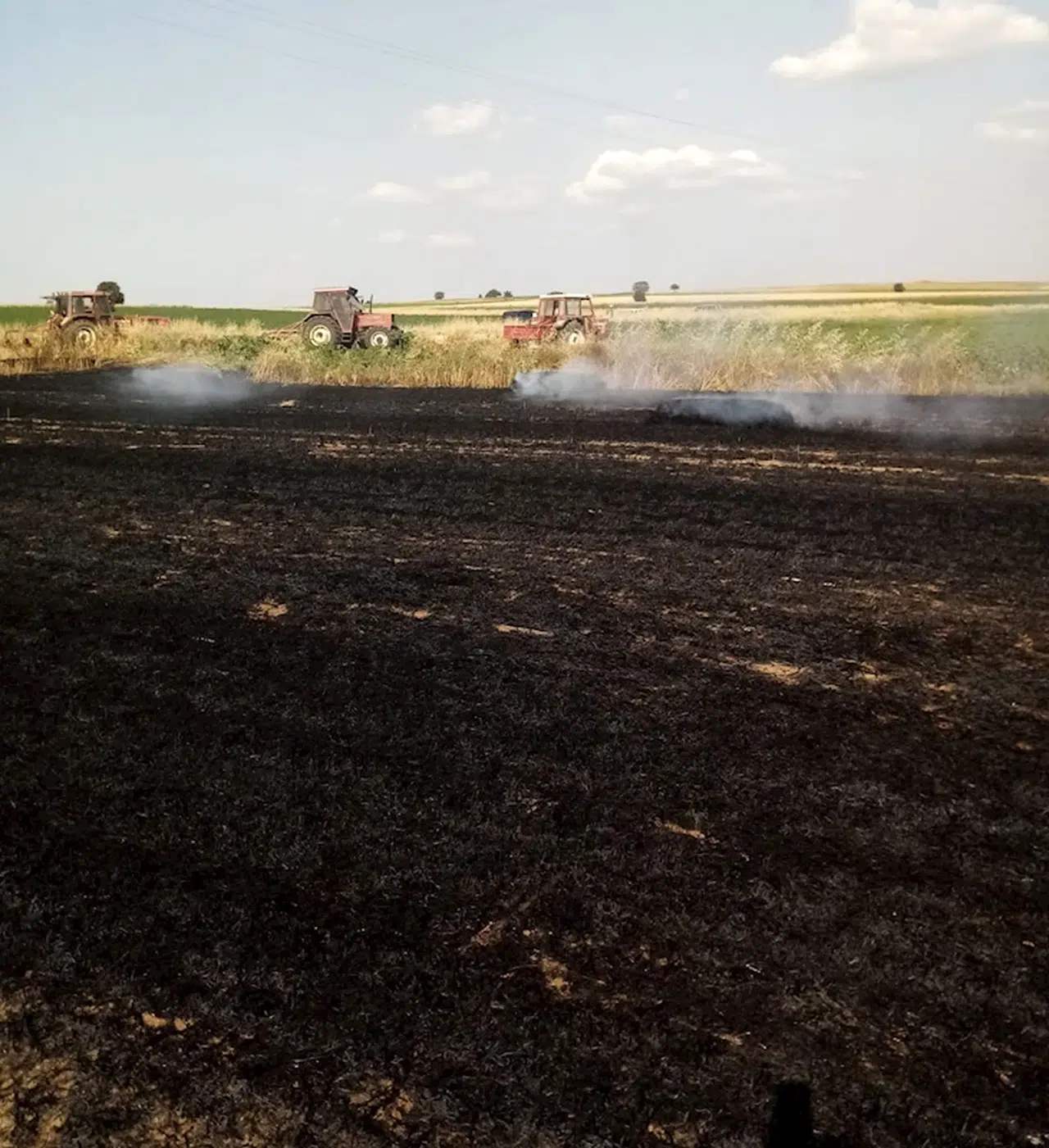 EDİRNE'de aynı köyde 1 gün arayla çıkan 2 tarla yangınında 110 dönüm ekili buğday zarar gördü (VİDEO EKLENDİ)