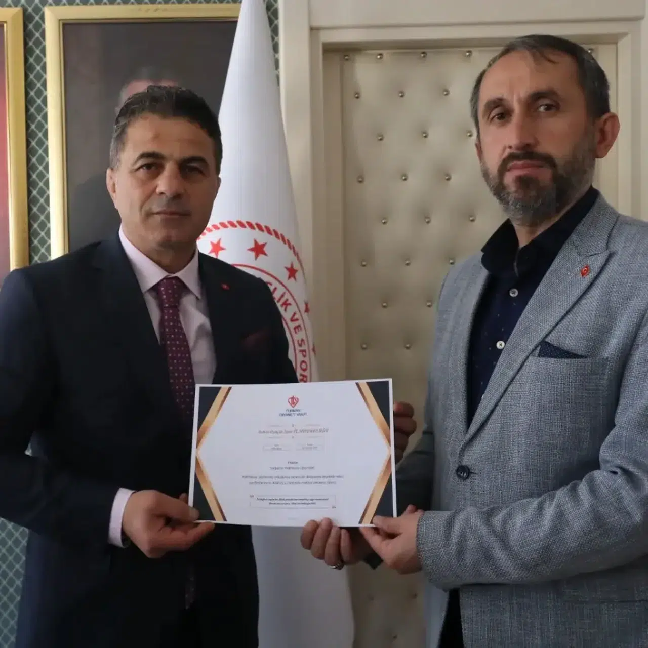 Artvin Gençlik ve Spor İl Müdürü Mustafa Demirkıran'a Teşekkür Belgesi