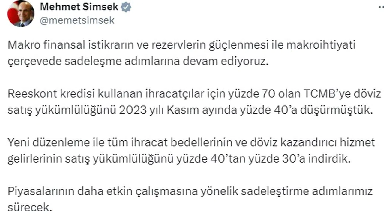 Bakan Şimşek: Sadeleştirme adımlarımız sürecek