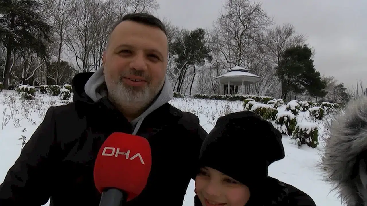 İstanbul- Beyaza bürünen Çamlıca Tepesi'nde seyirlik manzaralar