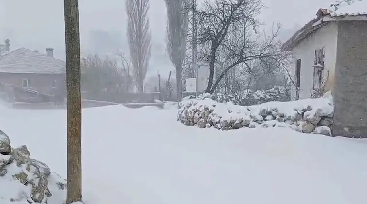 Kiraz ağaçlarının çiçek açtığı ilçede, yüksek kesimlere kar yağdı