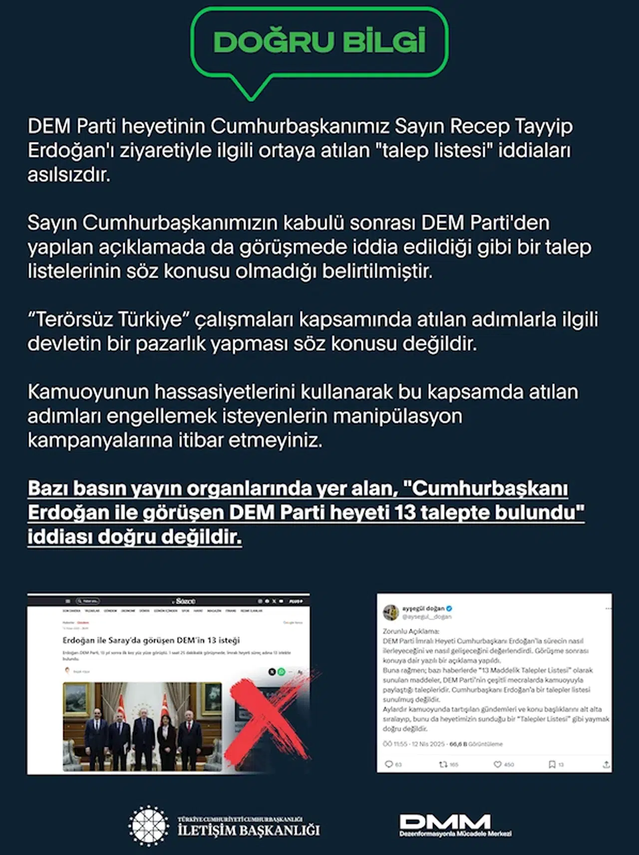 DMM: 'DEM Parti heyeti 13 talepte bulundu' iddiası doğru değildir