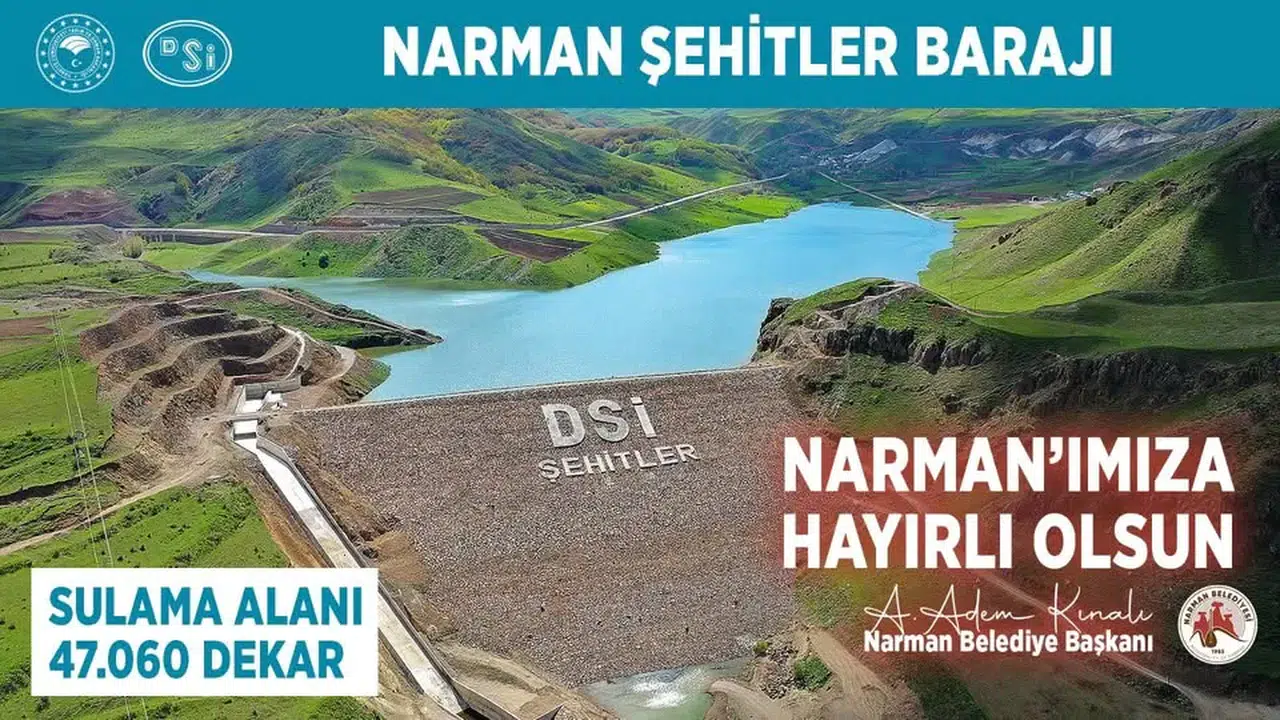 Narman Şehitler Barajı'nın %75 su kapasitesine ulaşıldı, tarıma büyük katkı bekleniyor!