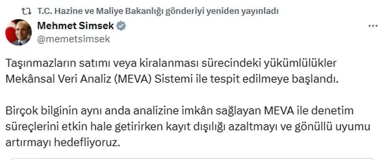 Taşınmaz satımı ve kiralanması sürecindeki vergi yükümlülükleri MEVA ile tespit ediliyor
