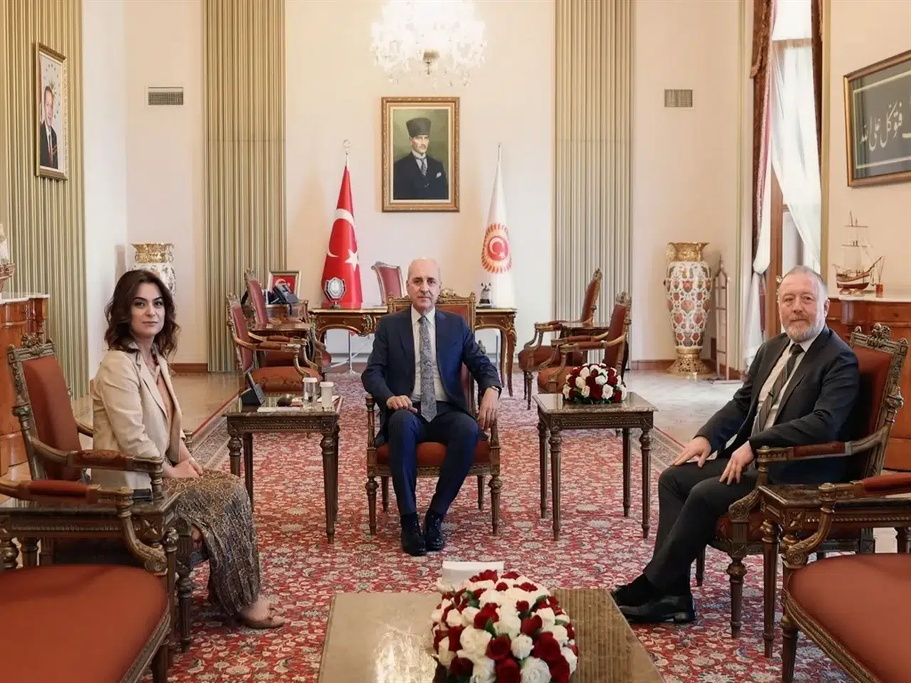 TBMM Başkanı Numan Kurtulmuş, DEM Partisi'nin iki önemli ismi Temelli ve Koçyiğit'i makamında ağırladı