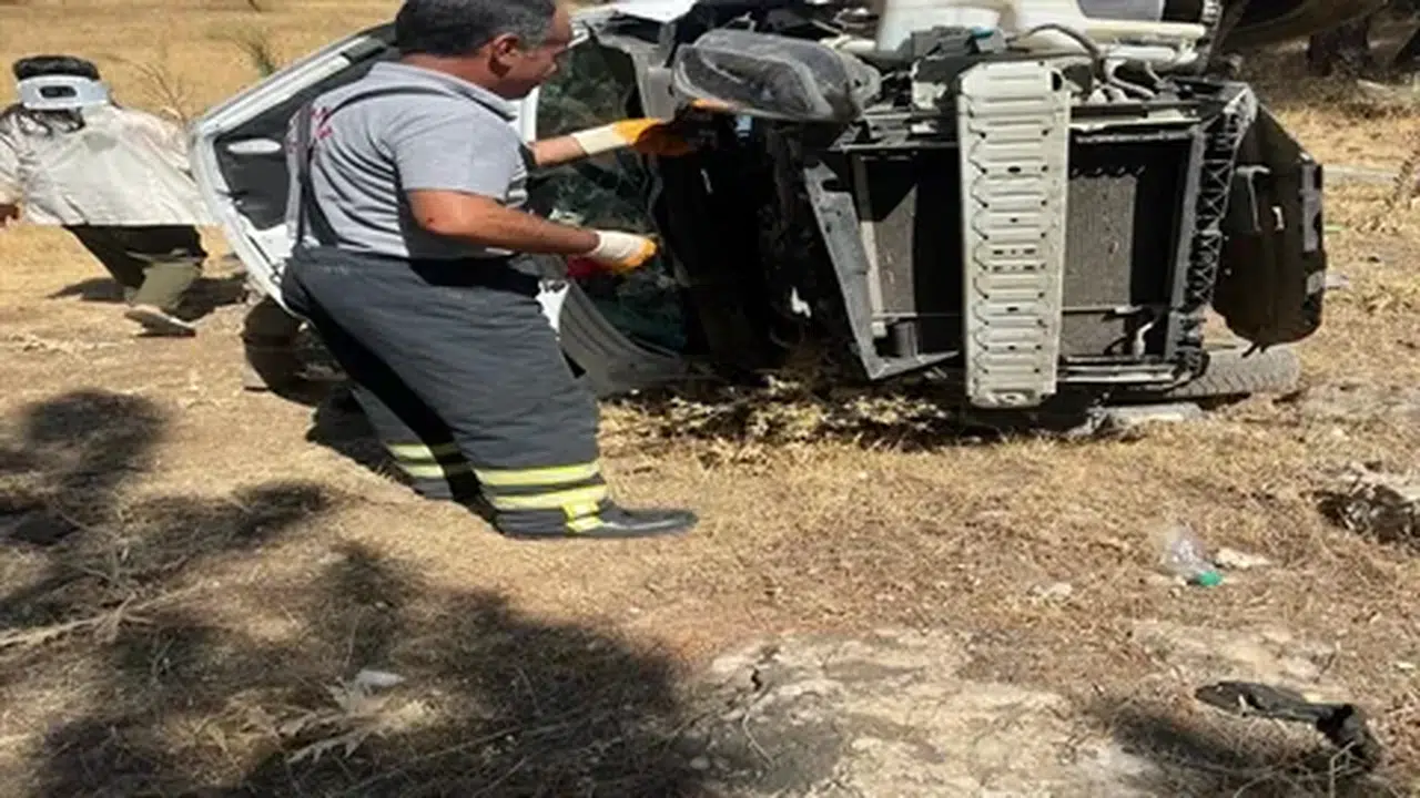 Elazığ'da hafif ticari araç şarampole devrildi, 3 kişi yaralandı