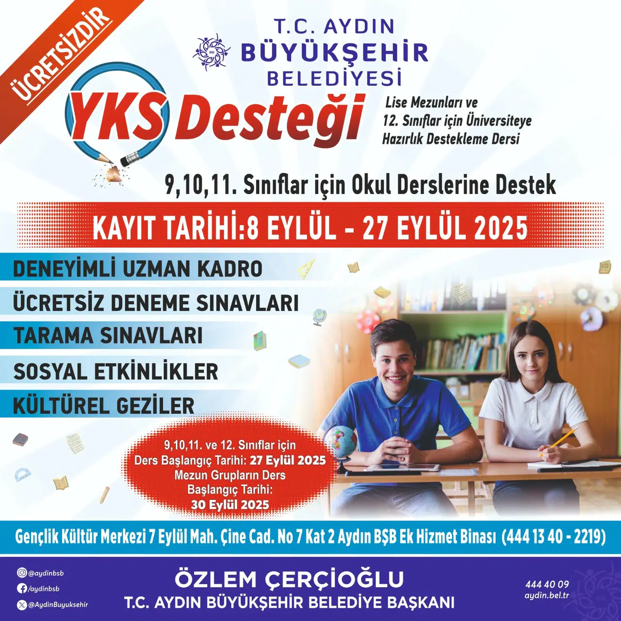 Aydın'da YKS hazırlık kursları başlıyor, kayıtlar 27 Eylül'de!