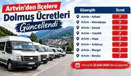 Artvin dolmuş tarifeleri güncellendi