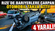 Pazar'da takla atan hafif ticari araçtaki 4 kişi yaralandı