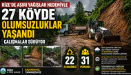 Rize'de aşırı yağışlar nedeniyle 27 köyde olumsuzluklar yaşandı, çalışmalar sürüyor