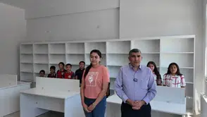 Kayseri Büyükşehir Belediyesi'nden Akkışla'daki okul kütüphanesine destek