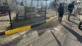 Şalpazarı’nda Kaldırım Taşları Boyanıyor