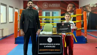 Palandöken 500’lük Buz Salonu’nda Kick Boks Kuşak Terfi Sınavı Yapıldı