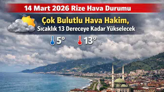 14 Mart 2026 Rize Hava Durumu: Çok Bulutlu Hava Hakim, Sıcaklık 13 Dereceye Kadar Yükselecek