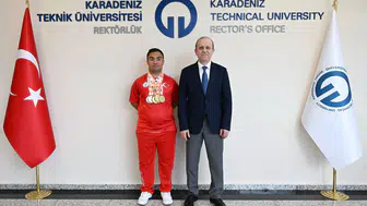 KTÜ'de Milli Sporcu Abdullah İnan'a Tebrik: Uluslararası Başarılarıyla Gurur Kaynağı Oldu