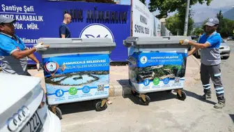 Pamukkale'deki Çöp Konteynerleri Tarihi Simgelerle Yenilendi
