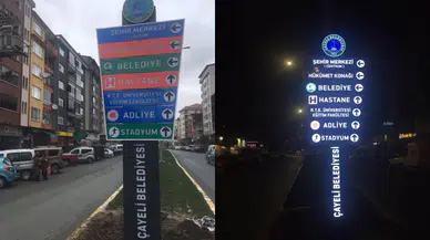 Çayeli Belediyesi şehir içi yön tabelalarını yeniliyor