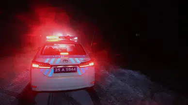 Erzurum'da Yoğun Kar Yağışı ve Tipi Nedeniyle Yoldan Çıkan Otomobilde 2 Kişi Yaralandı