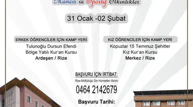 Rize Müftülüğü’nden Öğrencilere “Gençliğe Değer Ara Dönem Kampı”