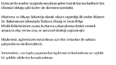 TRABZON, ELAZIĞ VE SİVAS BÖLGE MÜDÜRLÜKLERİMİZDEN ARAMA-KURTARMA ÇALIŞMALARINA DESTEK