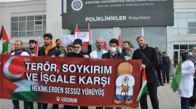 Erzurum'da hekimler ve sağlık çalışanları Gazze için sessiz yürüyüş yaptı