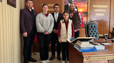 İl birinci ve ikincisi öğrenciler Kaymakam Böyük'ü ziyaret etti